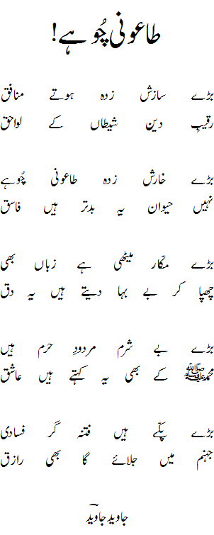 Taonee Choohe - Poem by Javed Javed